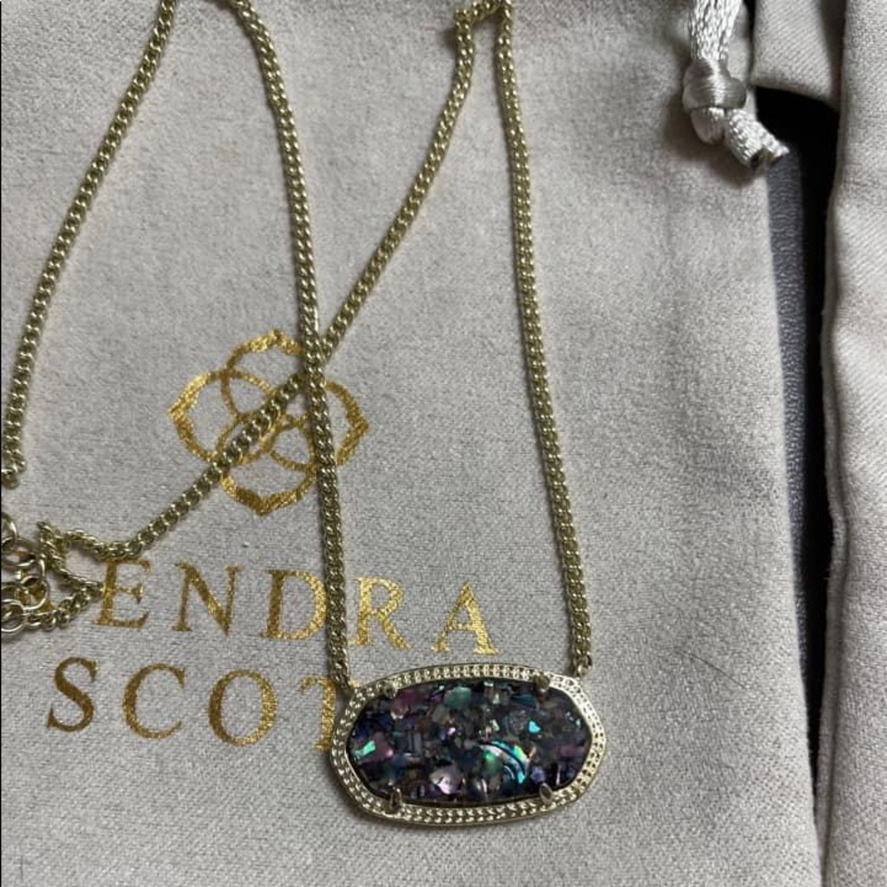 EUC Kendra Scott Custom Gold Dylan Crushed Abalone Necklace